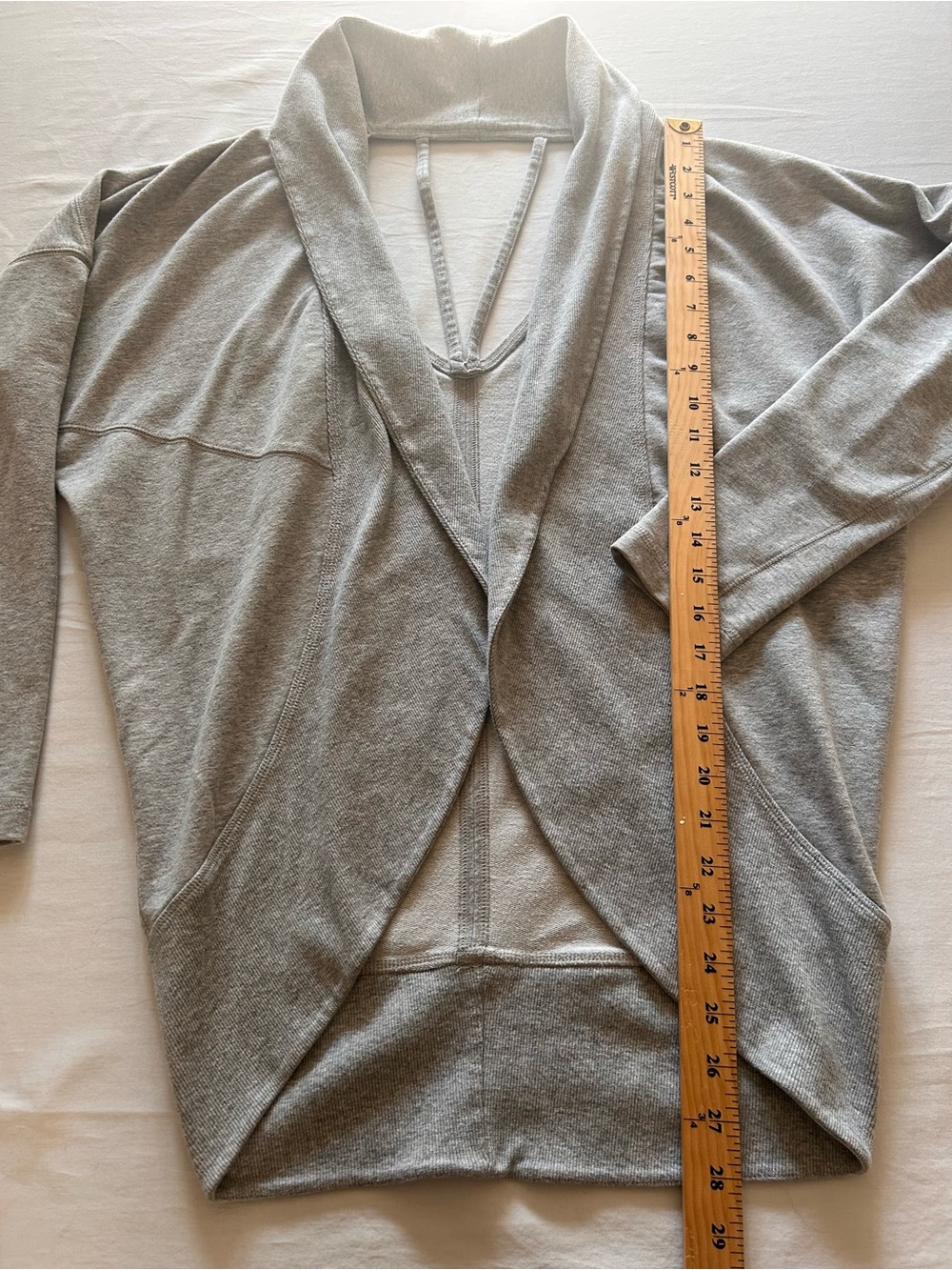 Zella Gray Open Back Dolman Sleeve Yoga Wrap Cardigan Medium - Picture 2 of 8
